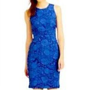 J. Crew Blue Floral Lace Sheath Dress Size 4